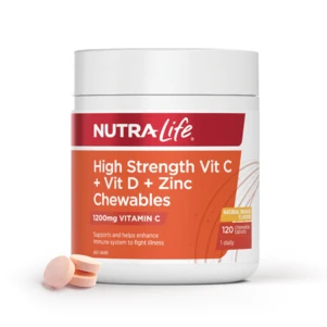 (PRE ORDER) Nutra-Life High Strength Vit C + Vit D + Zinc Chewables shelf life 2 yrs